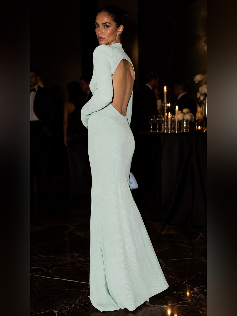 AERON Lara Mint Green Open Back Rib Knit Maxi Dress EcoVero NWT‎ Size L
